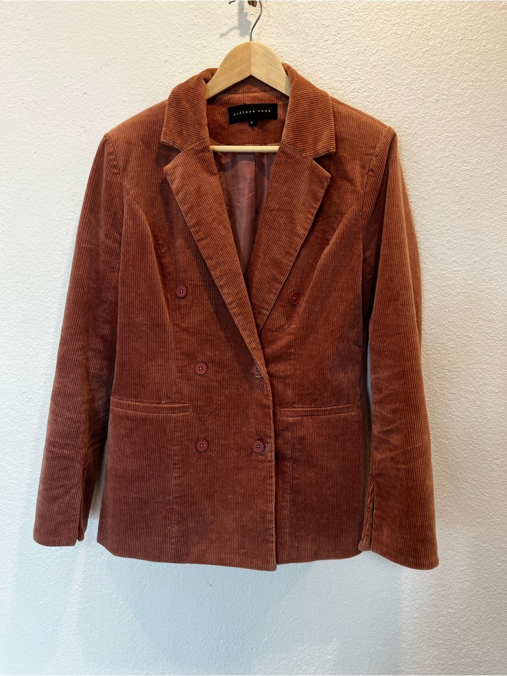 EndlessCorduroy Double-Breasted Blazer - Rust terracotta